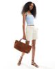 Object Object tailored elastic back shorts in cream-White - 3