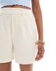 Object Object tailored elastic back shorts in cream-White - 4