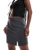 Object Object tailored mini skirt with notch front in gray - 1