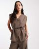 Object Object tailored tie waist vest in morel - part of a set-Brown - 1