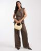 Object Object tailored tie waist vest in morel - part of a set-Brown - 3