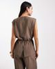 Object Object tailored tie waist vest in morel - part of a set-Brown - 4