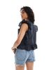 Object Object tie front frill blouse in navy - 3