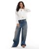 Object Object tie front long sleeved blouse with ruffles in off white - 3