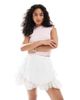 Object Object tiered eyelet mini skort in white - 1