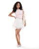 Object Object tiered eyelet mini skort in white - 4
