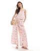 Object Object vintage wash wide leg cotton pants in pink fish print - part of a set-Multi - 1