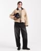 Object Object water repellent lightly padded barn jacket with faux leather collar in beige-Black - 3