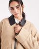 Object Object water repellent lightly padded barn jacket with faux leather collar in beige-Black - 4
