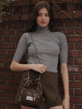 occur source Vegan Leather Drawstring Hobo Bag