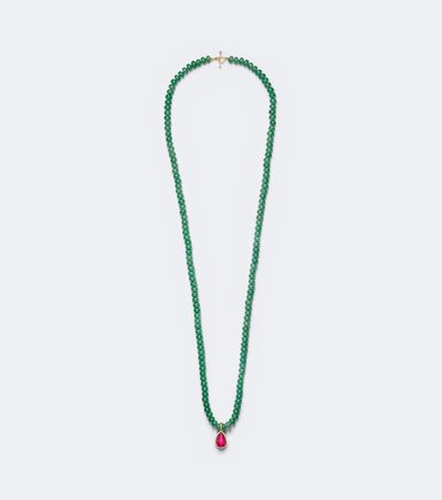 Octavia Elizabeth Octavia Elizabeth 18kt gold beaded necklace with aventurines and tourmaline