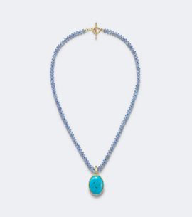 Octavia Elizabeth Octavia Elizabeth Hidden Gem 18kt gold beaded necklace with tanzanites and turquoise