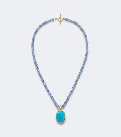 Octavia Elizabeth Octavia Elizabeth Hidden Gem 18kt gold beaded necklace with tanzanites and turquoise