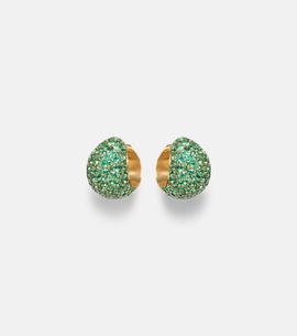 Octavia Elizabeth Octavia Elizabeth Icon Poppy 18kt gold hoop earrings with emeralds