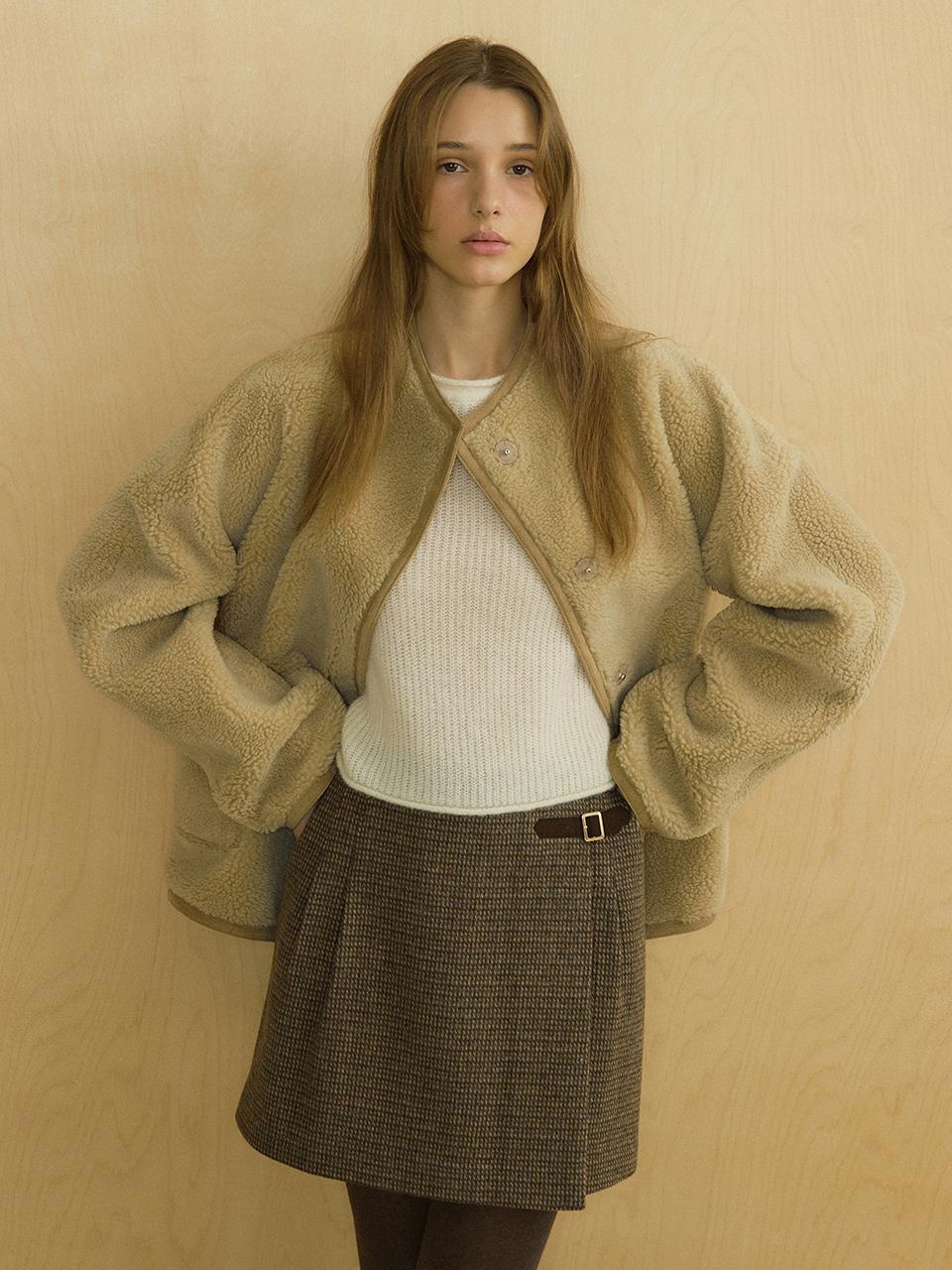 octette ALIA ALPACA CHECK SKIRTS_BROWN