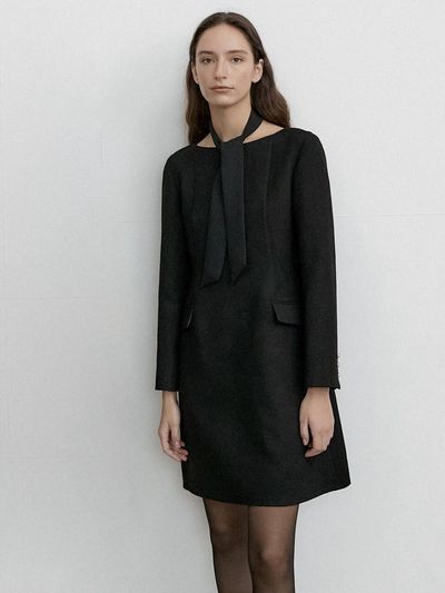 octette BOAT NECK TWEED OPS_BLACK