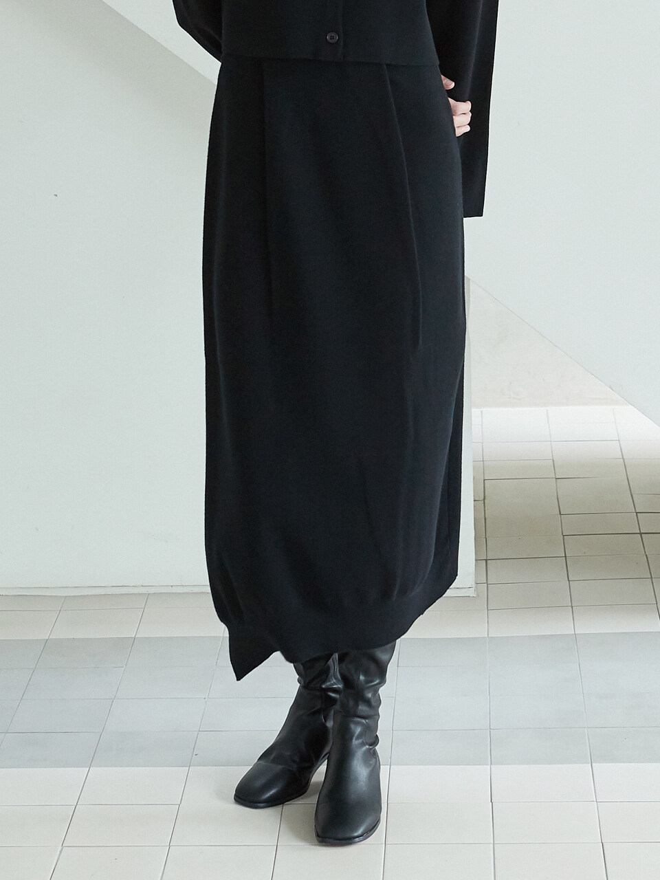 octette Bud Knit Skirt (Black)