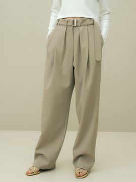 octette Casual Belted Pants_Khaki Beige