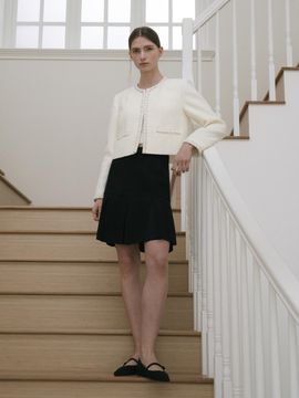 octette Chiffon Mix Pleat Skirt_Black