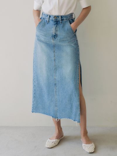 octette Denim Slit Long Skirt