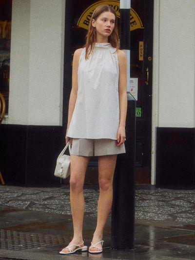 octette HALTER NECK TIE BLOUSE_2COLOR