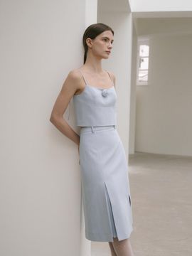 octette Pleat Slit Midi Skirt_2 Colors