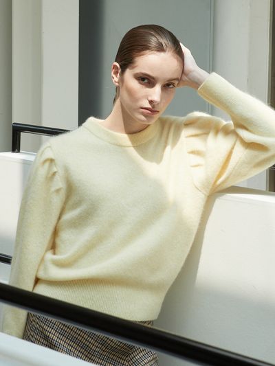 octette Puff Sleeve Soft Knit Top (Yellow)