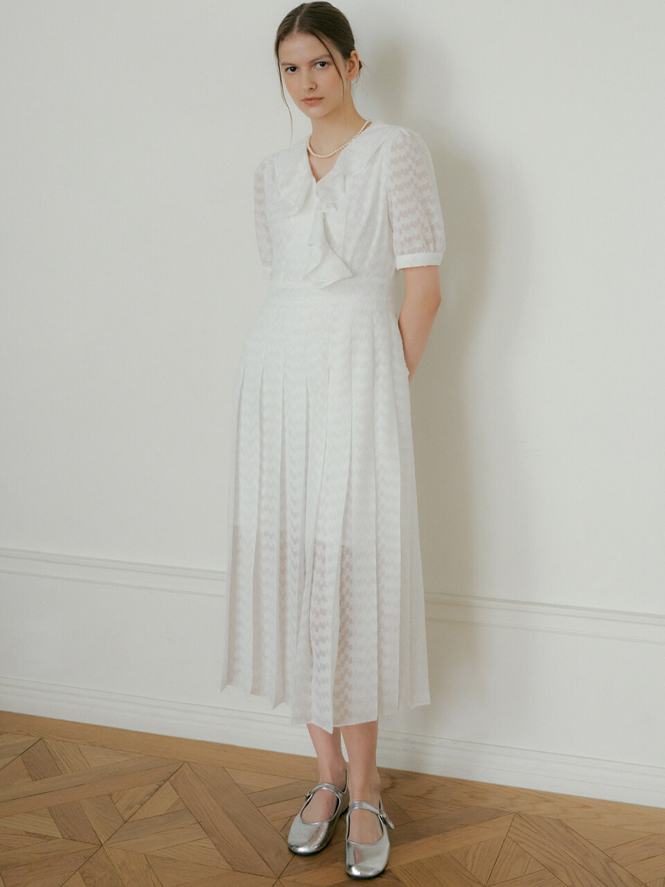 octette Solid White Dress