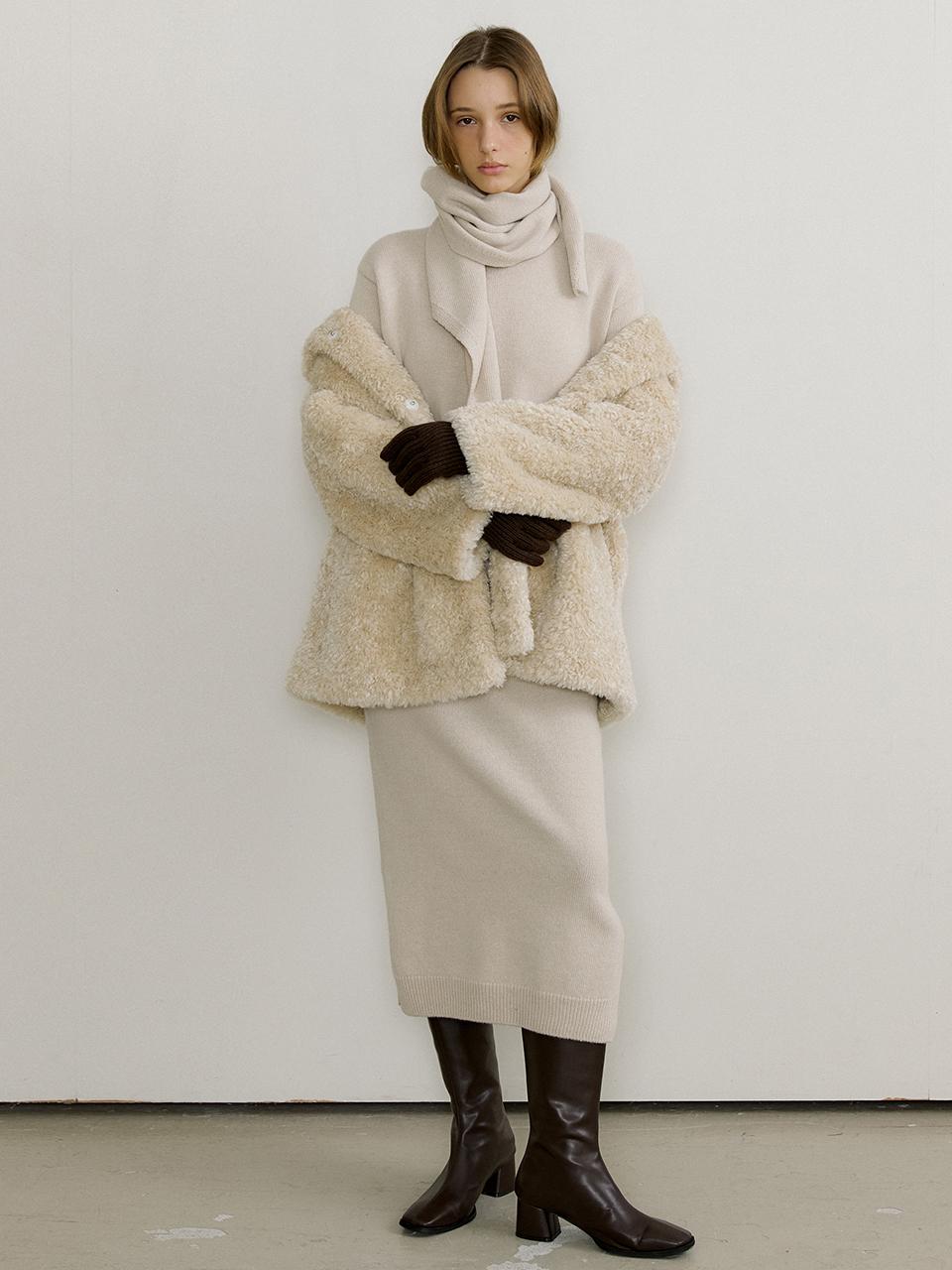 octette WOOL CASH LONG SLIT KNIT OPS_3COLOR