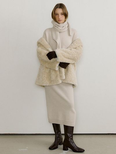octette WOOL CASH LONG SLIT KNIT OPS_3COLOR