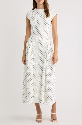Odd Muse Odd Muse Dot Gathered Midi Dress