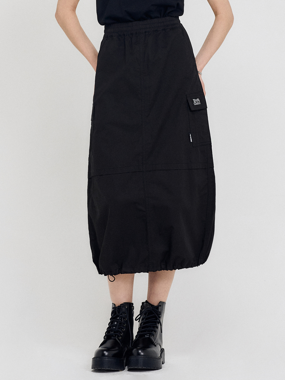 ODD STUDIO 2way String Cargo Long Skirt [Black]