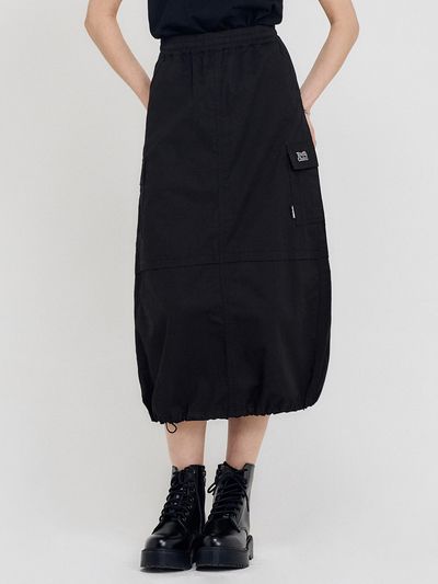 ODD STUDIO 2way String Cargo Long Skirt [Black]