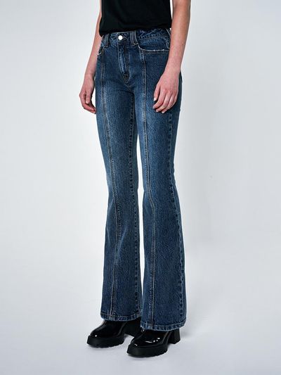 ODD STUDIO Cutting Boots Cut Denim Pants_Blue