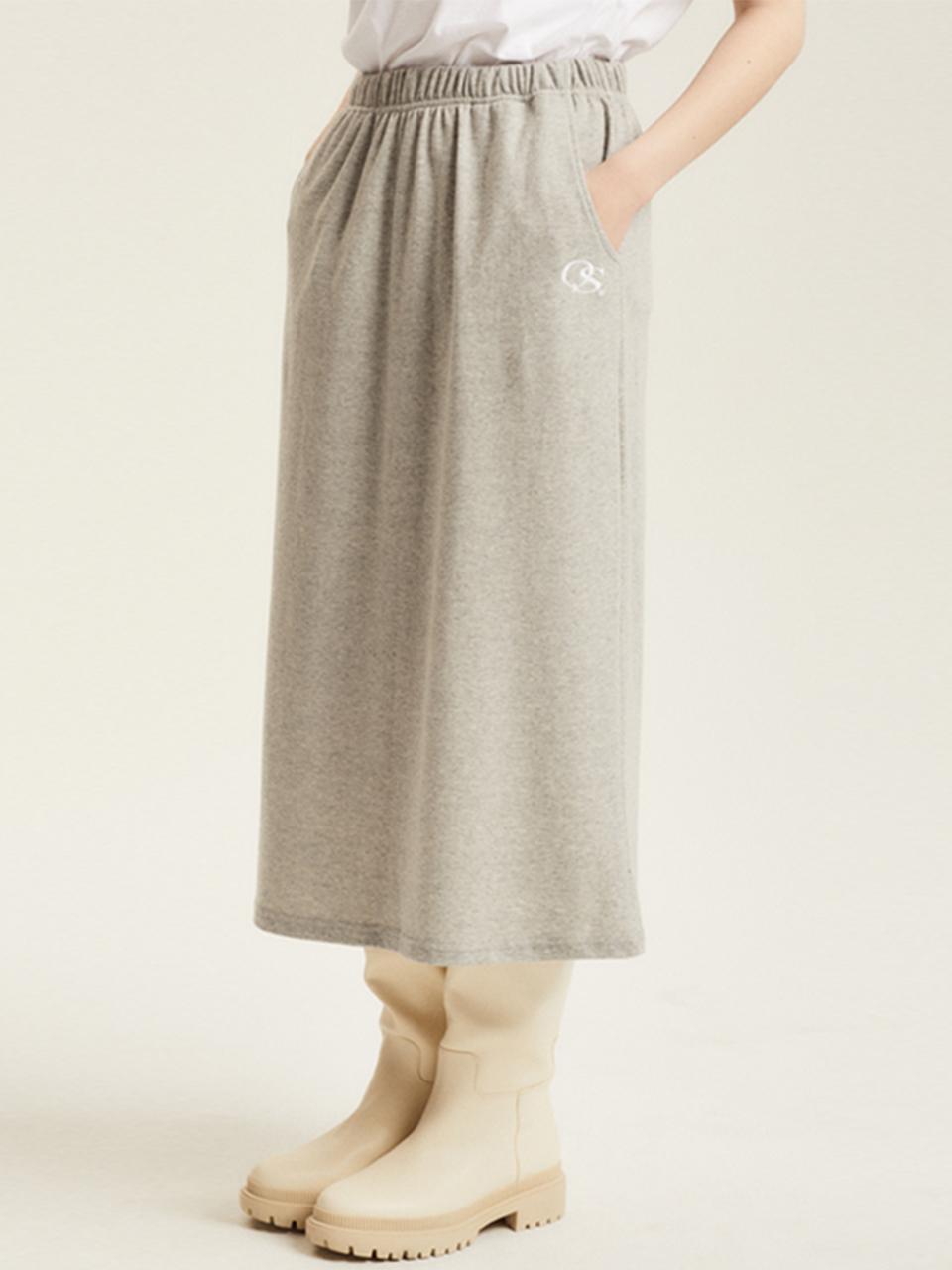 ODD STUDIO OS sweat long skirt - GRAY