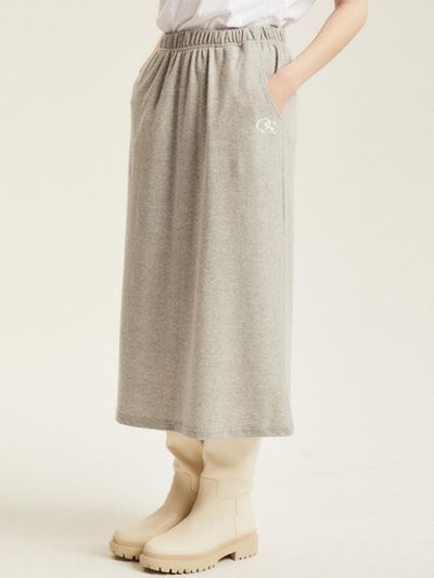 ODD STUDIO OS sweat long skirt - GRAY