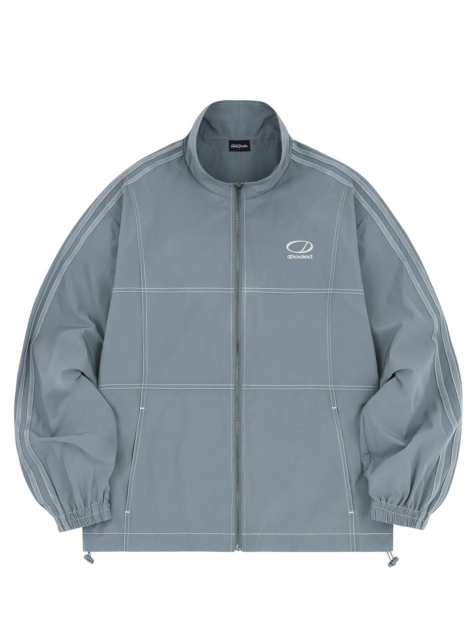 ODD STUDIO Stitch Track Windbreaker Blazer [BLUE GRAY]