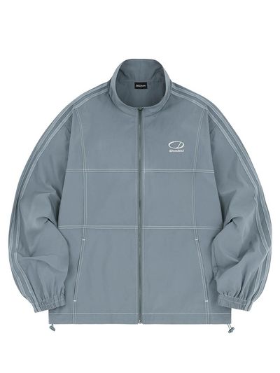 ODD STUDIO Stitch Track Windbreaker Blazer [BLUE GRAY]