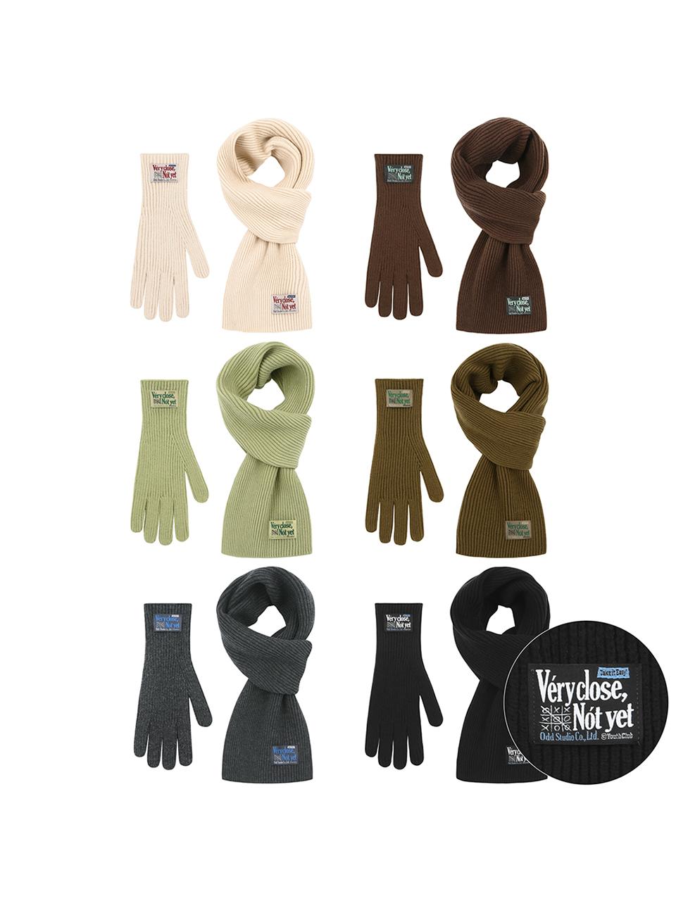 ODD STUDIO Veryclose Knit Scarf Gloves