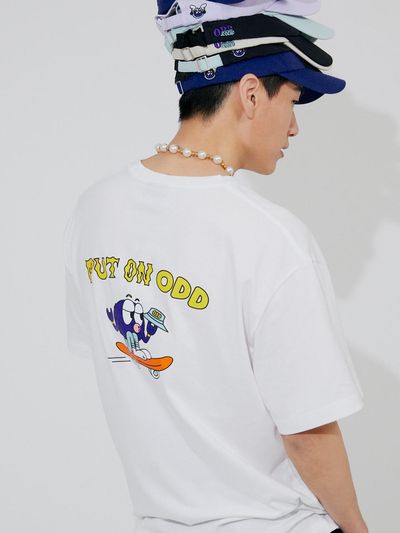 oddsocks ODD SOX Street Put On ODD Short Sleeve T-shirt [WHITE]