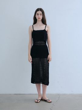 ODER crochet sleeveless knit dress [black]