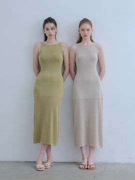 ODER glam halter skashi knit dress [GREEN]