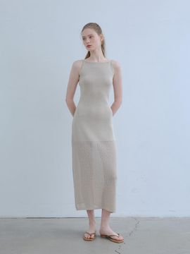 ODER Glam Halter Skashi Knit Dress [Sand Beige]