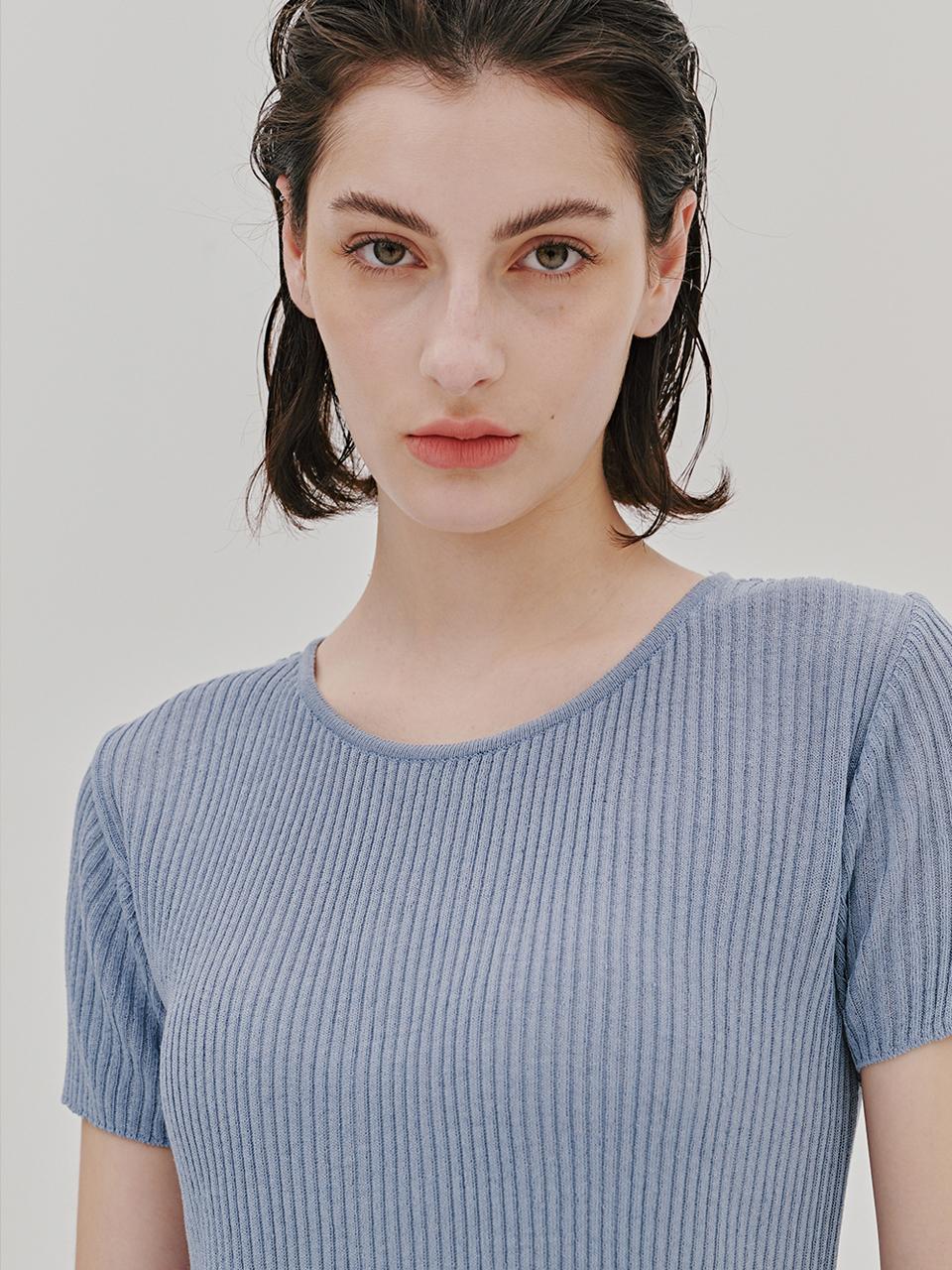 ODER Long Slit Linen Pullover (Sky Blue)