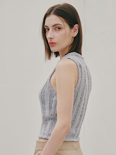 ODER Ribbed Net Sleeveless (Gray)