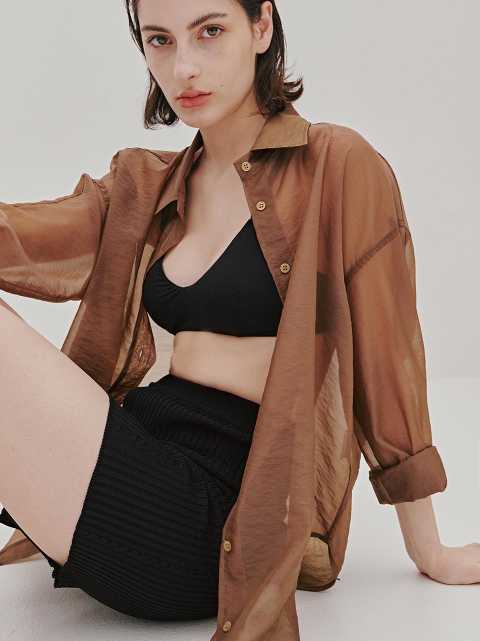 ODER Sheer Nylon Shirt (Brown)