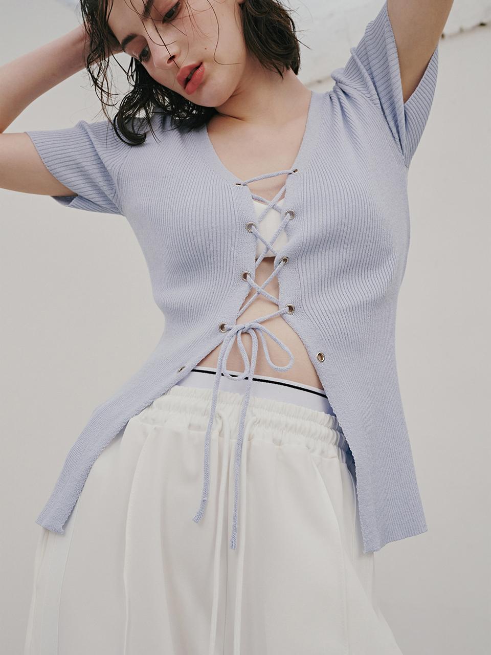 ODER Two Way Eyelet Cardigan (Ice Blue)