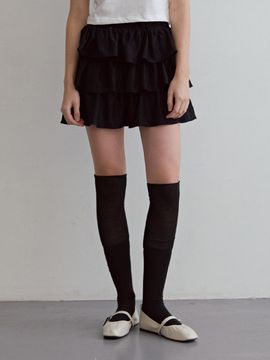 ODER Wrinkle Frill Hybrid Pants [Black]
