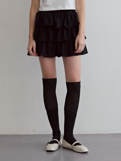 ODER Wrinkle Frill Hybrid Pants [Black]