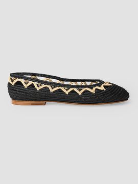 Odissì Women's Bea Zigzag Raffia Ballet Flats